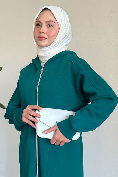 InStyle Capac verde petrol cu fermoar frontal cu buzunar dublu