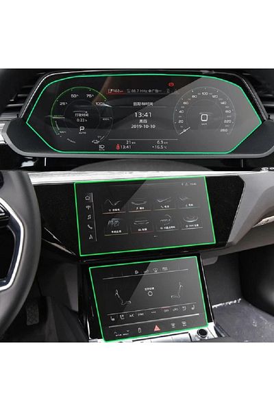 PiyasaSepeti For Audi Q7 2020-2023 Instrument and Multimedia Dual Screen Protector Navigation 9H Nano Screen Protector