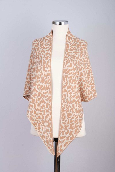Sebir Moda Leopard Patterned Knitwear Triangle Shawl
