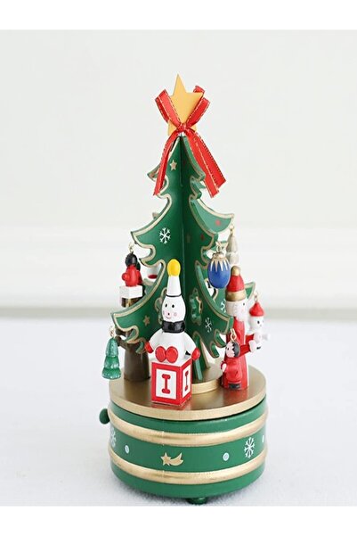 party mix Yılbaşı Müzik Kutusu Döner  | Yılbaşı Ahşap Çam Dekor | Yılbaşı Hed...