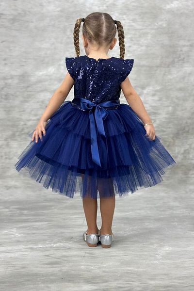 ABİYEKİDS Navy Blue Children's Evening Dress Sequin Katkat 2/11 Years Old 23Nisan Show Dress Aby4560