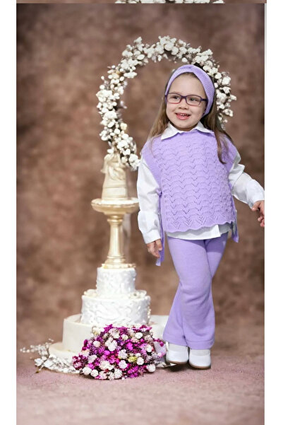 Kokosh kidss Kız çocuk bandanalı 3 lü triko pantolonlu takım (gömlek dahil degıldır)