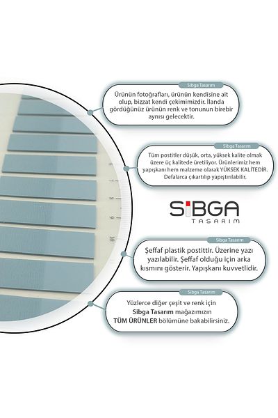 sibga tasarım Transparent Colored Post-It Note Paper - 200 Sheets Bookmark Sticker