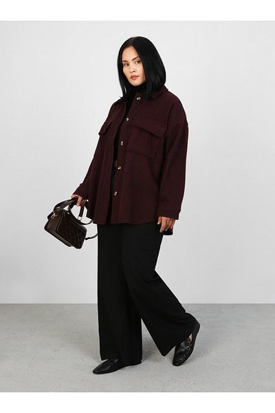 ALİA Oversize Stamp Jacket με λεπτομέρεια τσέπης - Claret Red - Μαύρο - Alia