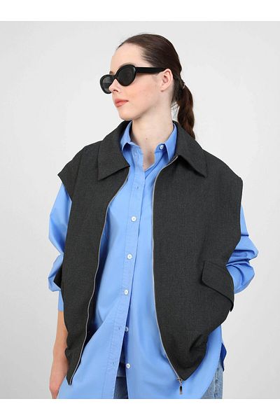 Benin Anthracite Benin Zippered Vest with Pockets