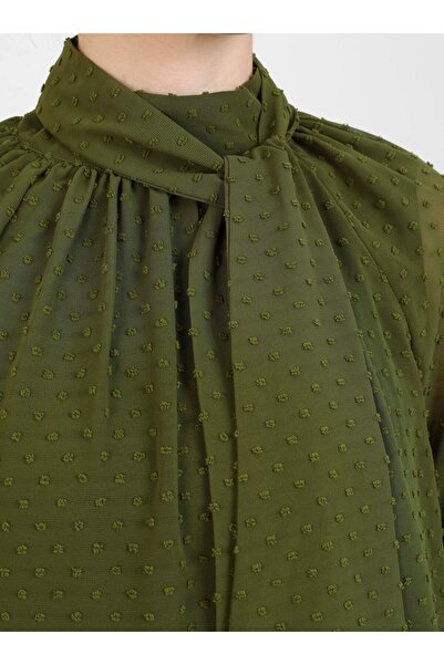 Refka Yakası Bağlama Detaylı Bluz / Gömlek - Haki - Refka