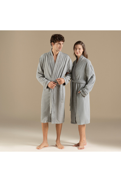 Chakra Natura Unısex Bornoz Gri