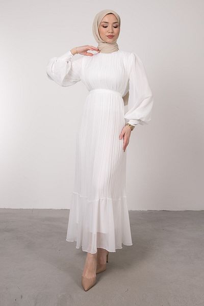 Marka Janjan Colorful Pleated Chiffon Dress
