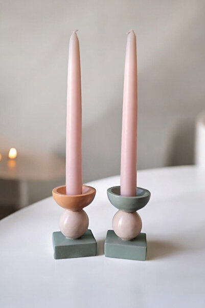 ARİENEL Dekoratif Mumluk & Şamdan | 2'li Set | Colors Of The Arienel | El Yap...