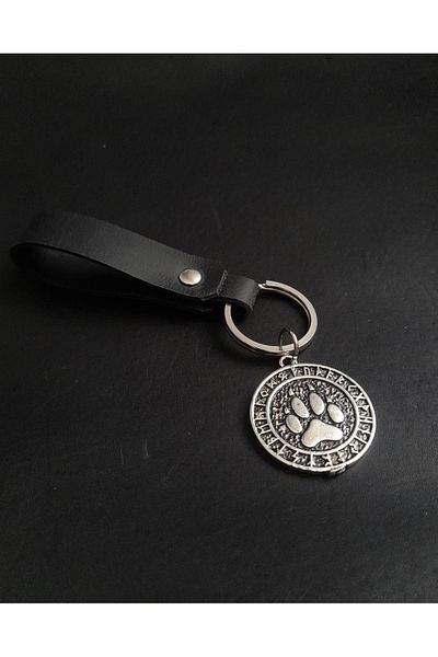 BSN Store Mythology Genuine Leather Keychain with Scandinavian Bear Claw Figure