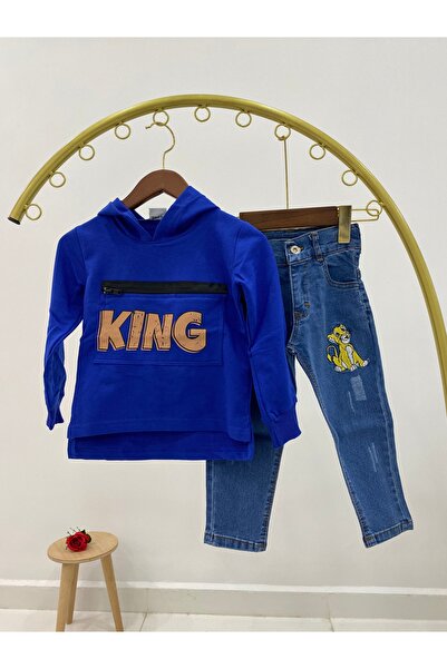 ARBİ kids Dečački plavi kostim sa pantalonama "Kralj lavova" za Eid