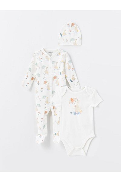 LC Waikiki Lcw Baby Printed Crew Neck Printed Baby Girl 3 Piece Set
