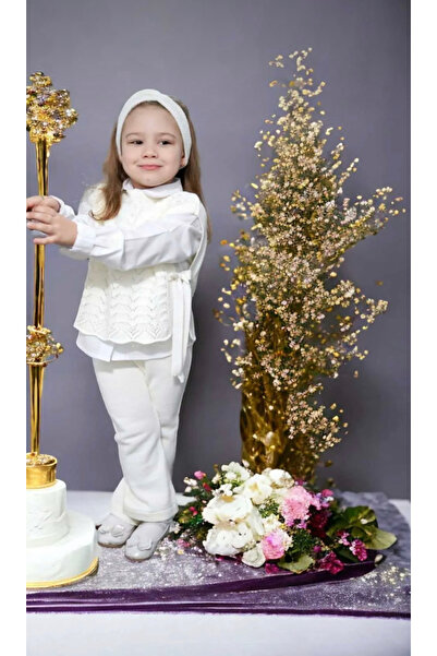 Kokosh kidss Дівчачий комплект з банданою та трьома трикотажними штанами (сорочка не входить до комплекту)