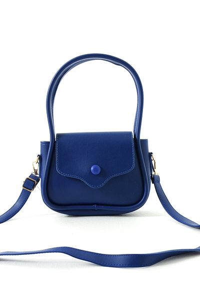 Judour Bags Geantă Judour Saks Blue cu curea încrucișată cu capac reglabil și detaliu cu nasturi