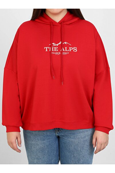 ALİA Φούτερ με κουκούλα με λεπτομέρεια εκτύπωσης μεγάλου μεγέθους - Κόκκινο - Alia