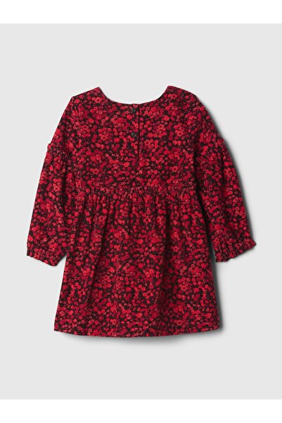 GAP Kız Bebek Kırmızı Fırfır Detaylı Kadife Elbise