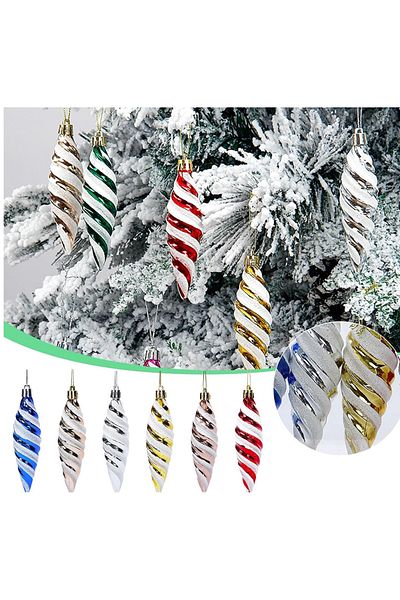 Partifabrik Christmas Tree Ornament - 3 Pieces Red and White Cone Look