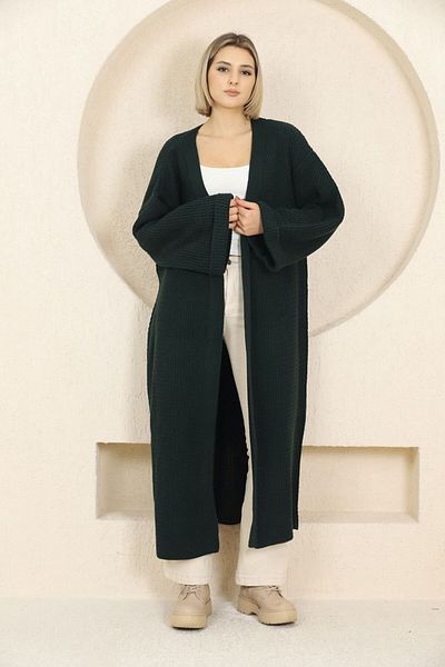 Molly Nelly Women's Long Maxi Length Textured Oversize Knitwear Cardigan