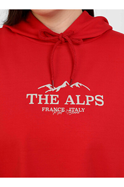 ALİA Φούτερ με κουκούλα με λεπτομέρεια εκτύπωσης μεγάλου μεγέθους - Κόκκινο - Alia