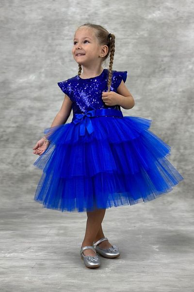ABİYEKİDS Sequin Katkat Sax Blue - Sequined Children's Abaye Agy 2/11 Years Aby4560