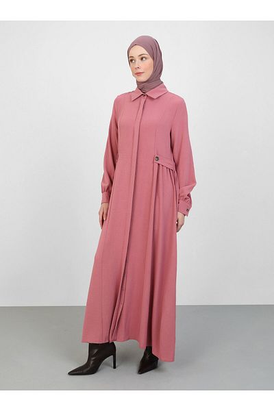 Refka Φόρεμα Hijab με κουμπιά Aerobin - Dark Rose - Refka