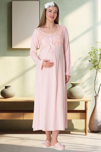 Mecit Pijama طقم ثوب نوم للحوامل من Mecit 5354 مع ثوب صباحي