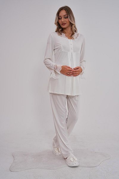 Mecit Pijama Σετ Πιτζάμες εγκυμοσύνης Mecit 5808 Ecru