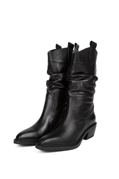 LA PASSION Kadın Hakiki Süet Bot Çizme Kovboy Siyah