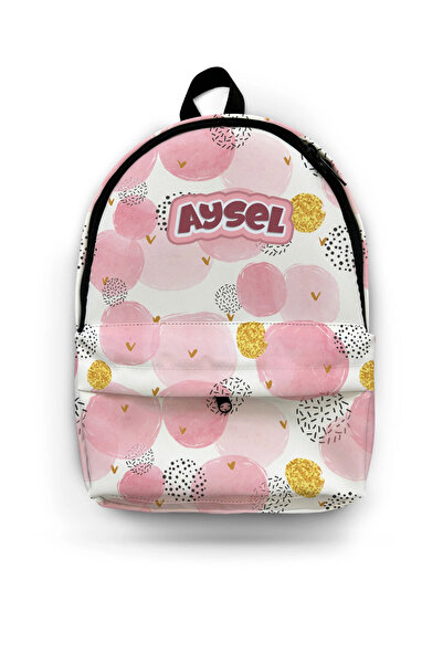 Kokopatik Kişiye Özel İsimli -Pembe Baloncuk Desenli Okul Çantası