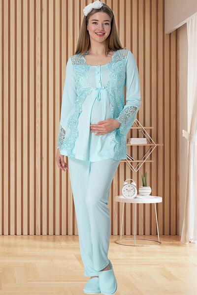 Mecit Pijama By mecit 5015 turquoise maternity pajama set