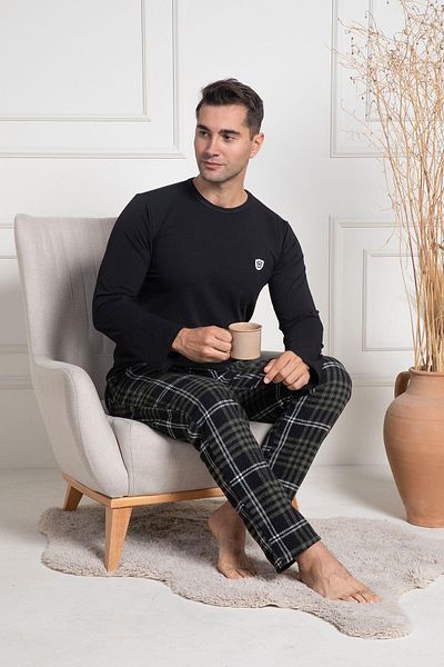 Mecit Pijama Ανδρικό σετ πιτζάμες Mecit 3083 Green Checked Plus Size