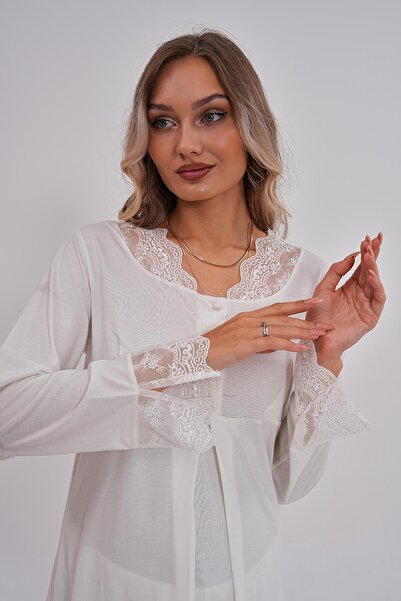 Mecit Pijama Mecit 5808 Ecru Maternity Pyjama Set