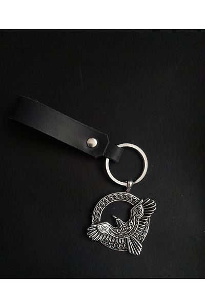 BSN Store Mythology Scandinavian Genuine Leather Keychain with Eagle Figure