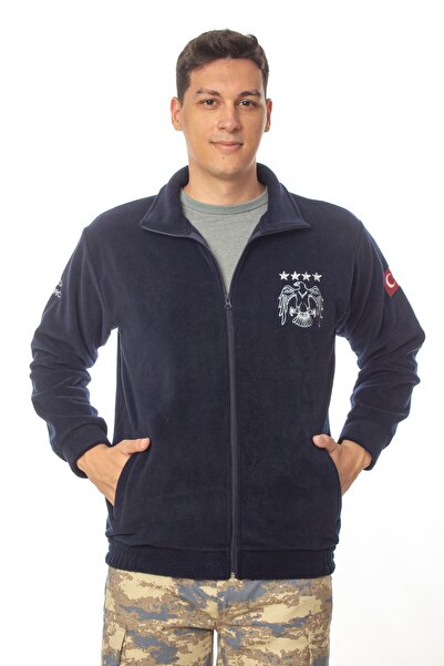 Burak Askeri Malzeme Uzun Kollu Lacivert Renk Tam Fermuarlı Kartal Nakışlı Ba...