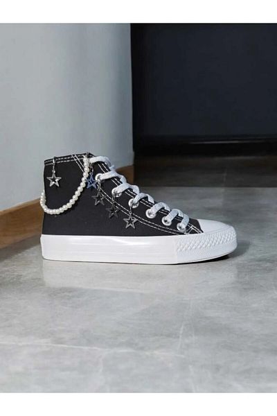 archiepet Special Design Lace-Up Pearl Detail Chain Starry Girl's Sneaker Shoes