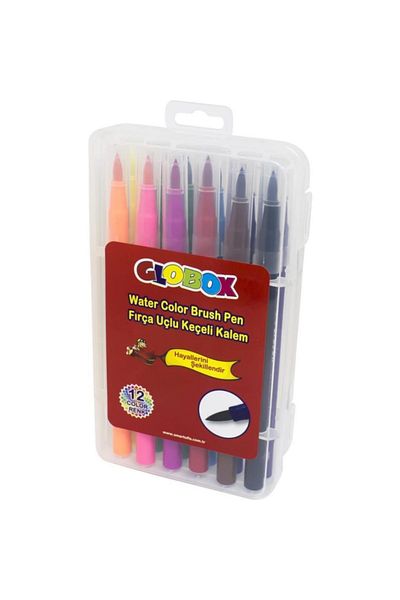 Globox 12 Color Felted Pen - Brush Tip