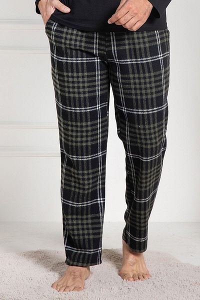 Mecit Pijama Mecit 3025 Πράσινη καρό ανδρική πιτζάμες με χοντρό μονό πάτο