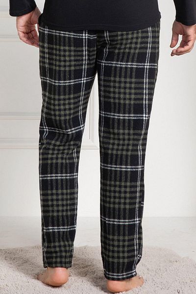 Mecit Pijama Mecit 3025 Πράσινη καρό ανδρική πιτζάμες με χοντρό μονό πάτο