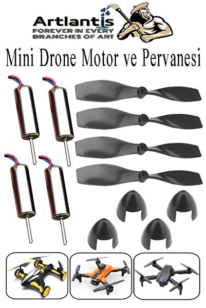 Artlantis Drone Motoru VE Pervanesi 4 Adet Dc Mini Dron Motor Yüksek Hızlı Çekirdeksiz Pervane Kanatı Deney Ok