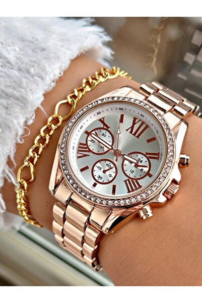 Tisaati ساعة يد نسائية بتصميم أنيق من سلسلة حصرية بأرقام رومانية مع هدية سوار