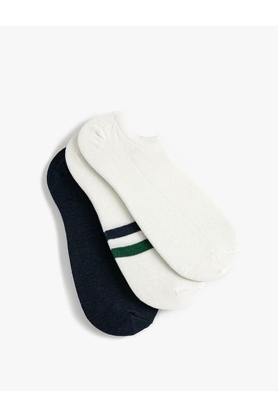 Koton Invisible Socks Set of 3 Striped Detailed Cotton Blend