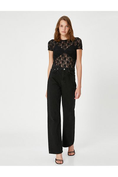 Koton Lace Short Sleeve T-Shirt