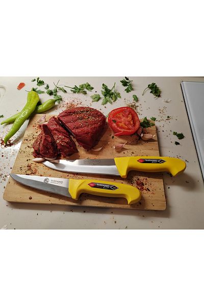 KB SOLİNGEN Slg 2mm Yellow 2 Li Butcher(Et) Knife Set(No:1 and No:3)