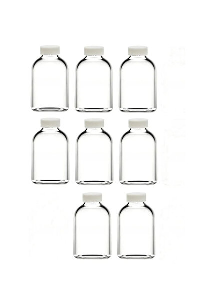 Alsun 8 Adet 50 ml Cam Kavanoz Oda Kokusu Şişesi Küçük Vazo Kapaklı 8x50ml