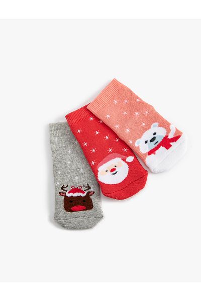 Koton Set of 3 Animals Printed Towel Socks