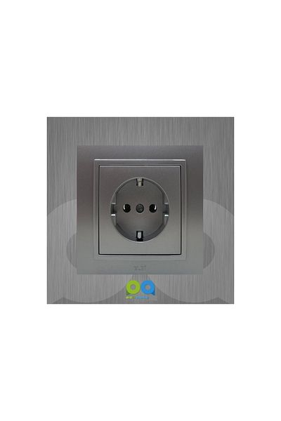 ELBİ Metallic Gray Zena Grounded Socket with Key Frame