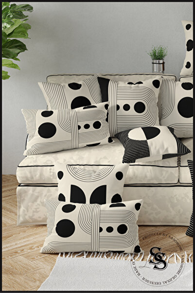 SasoHome Легкі лінії та геометричні об'єкти з візерунком з 4-х частин чохла для подушок з цифровим друком