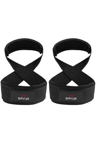 SAVUR 8 Loop Lifting Straps Black - Weight Pulling Strap