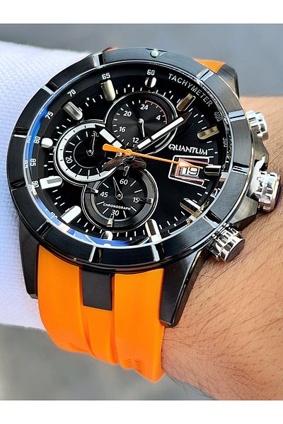 Quantum Functions Active 10 Atm Waterproof Silicone Cord Steel Case Men Wristwatch 893650