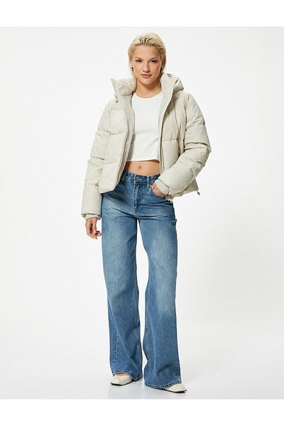 Koton Puffer Jacket s kapucí a kapsovým zipem